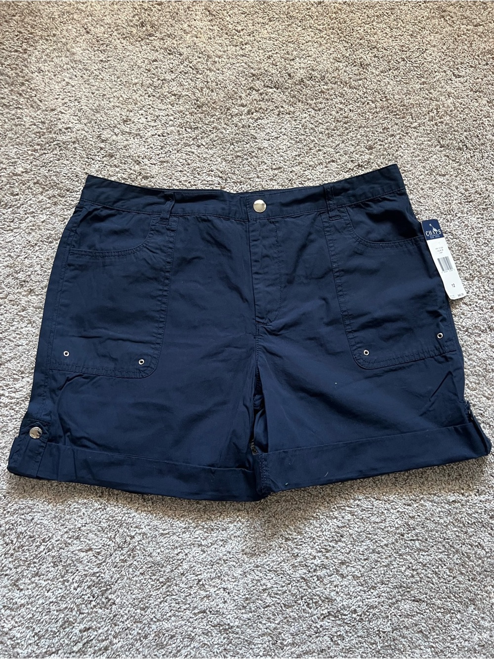 Dark Navy Roll-Up Cotton Shorts